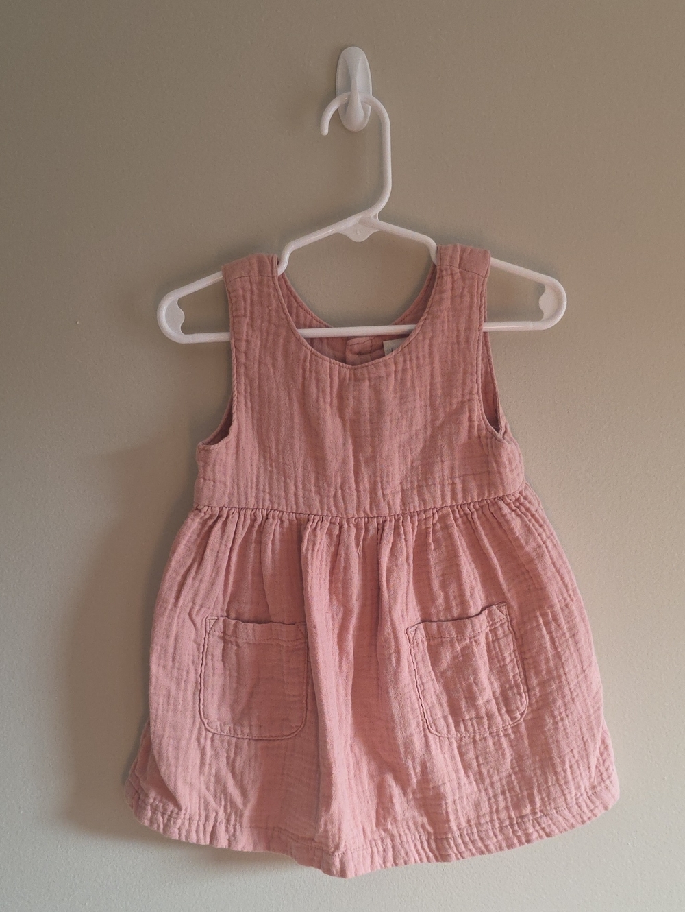 Girls' Pink Cotton Dress with Pockets